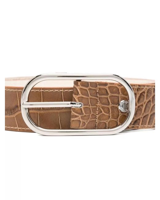 Herskind Pink Crocodile Embossed Leather Belt