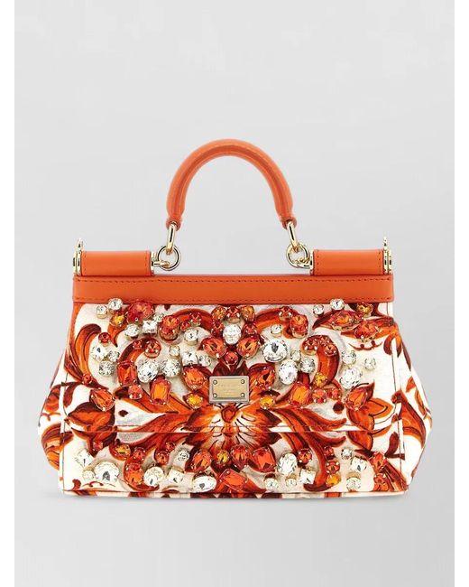 Dolce & Gabbana Red Sicily Mini Canvas Brocade Mini Bag