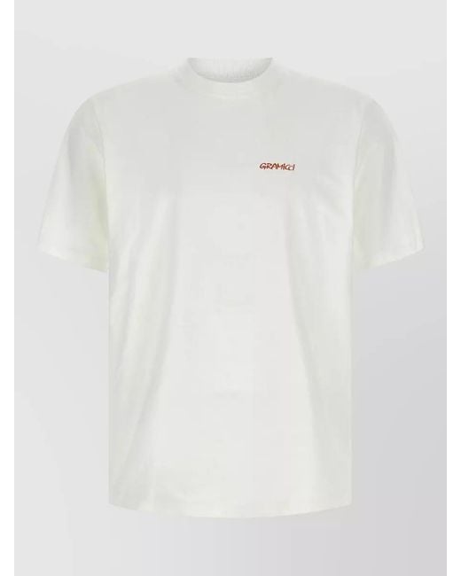 Gramicci White Ice Sculpture Motif Crew Neck T Shirt for men