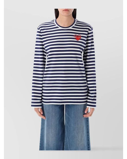 COMME DES GARÇONS PLAY Blue Striped Cotton Long-Sleeve T-Shirt