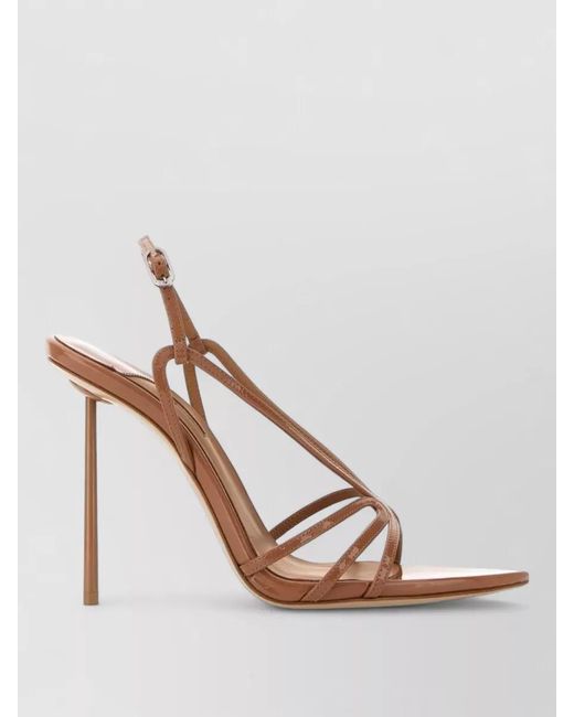 Le Silla Brown Leather Eugenie Sandals Open Toe Slingback