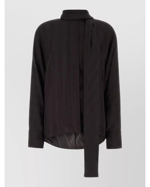 Sportmax Black Viscose Corsaro Shirt Long Sleeves Scarf
