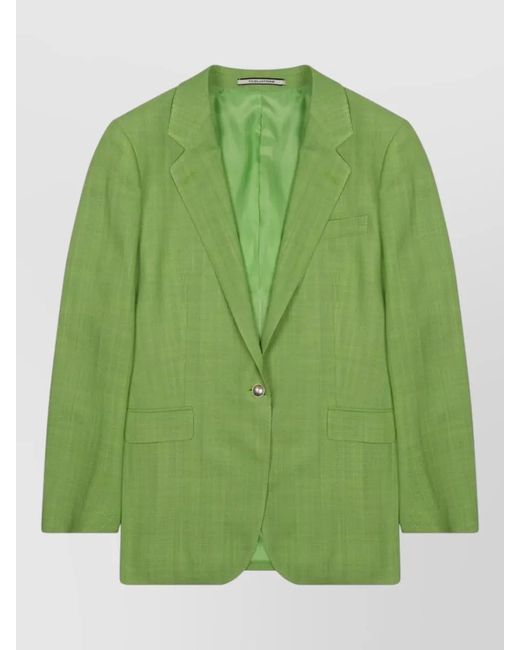 Tagliatore Green Single Breasted Suit Jacket Notched Lapels
