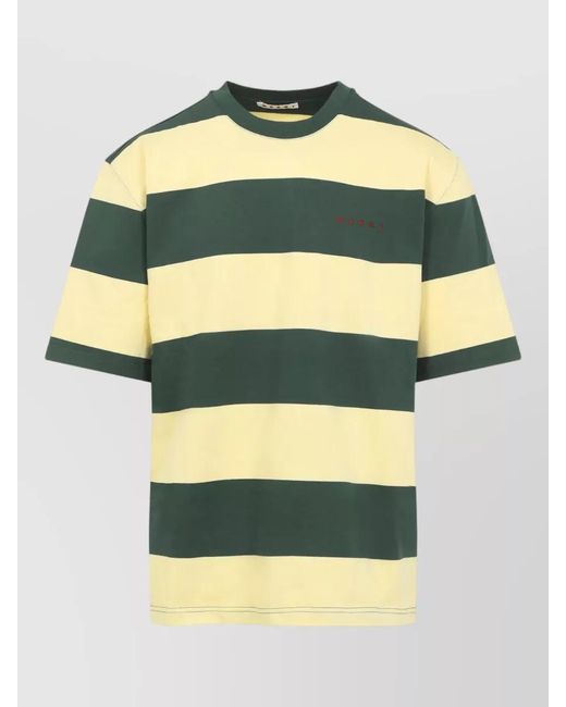 Marni Yellow Striped Cotton Oversized T-Shirt for men