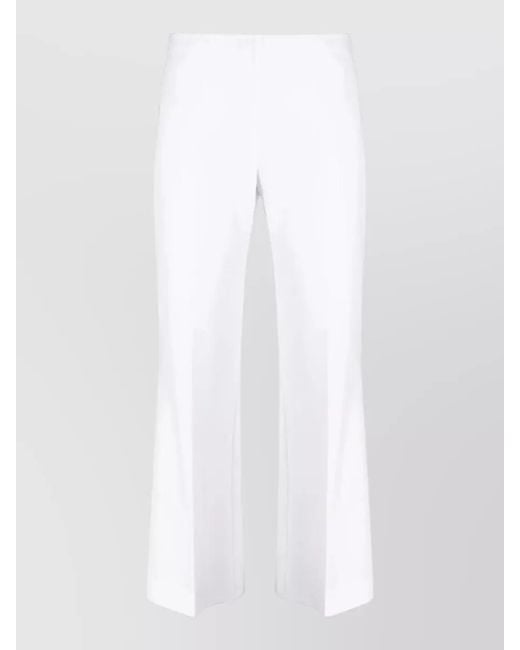 P.A.R.O.S.H. White Stretch Wool Cropped Flared Trousers