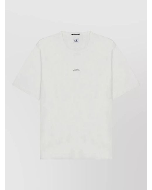 C P Company White Logo Crew Neck Short Sleeve T Shirt for men