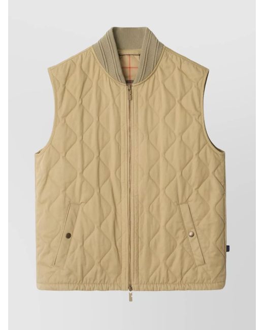 Burberry Natural Cotton Quilted Sleeveless Gilet for men