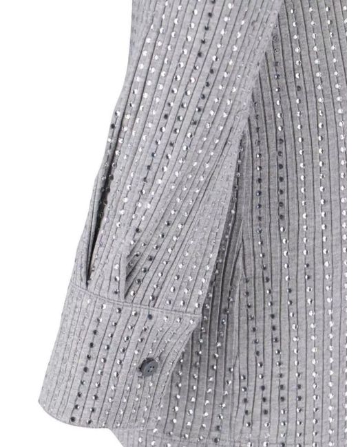 The Attico Gray Rhinestone Cotton Mini Dress