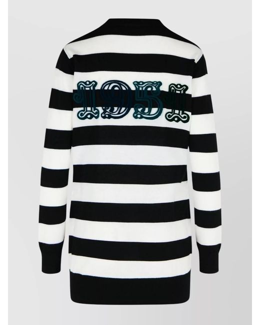 Max Mara Black Virgin Wool Two-Tone Cardigan