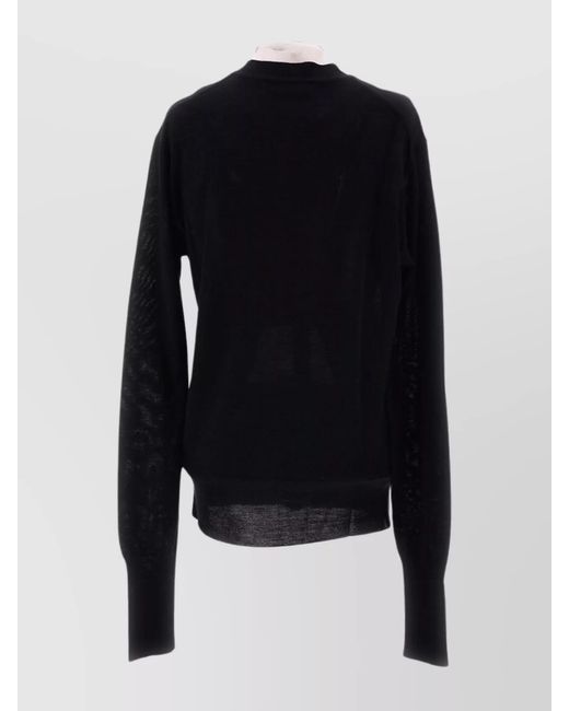 Vivienne Westwood Blue Silk Wool Ribbed Crew Neck Long Sleeve Cardigan