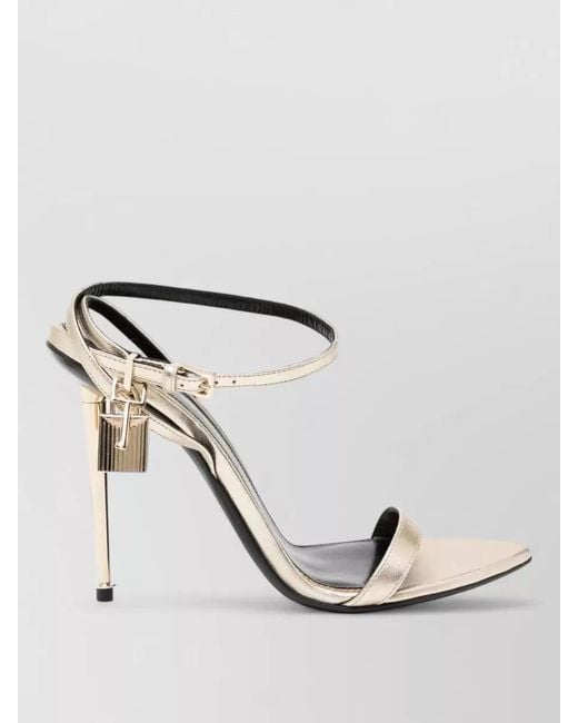 Tom Ford Multicolor High Heel Sandals Leather Padlock Detail
