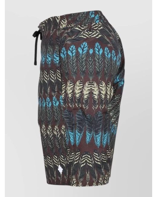 Marcelo Burlon Gray Logo Pattern Swim Shorts Drawstring Waist for men