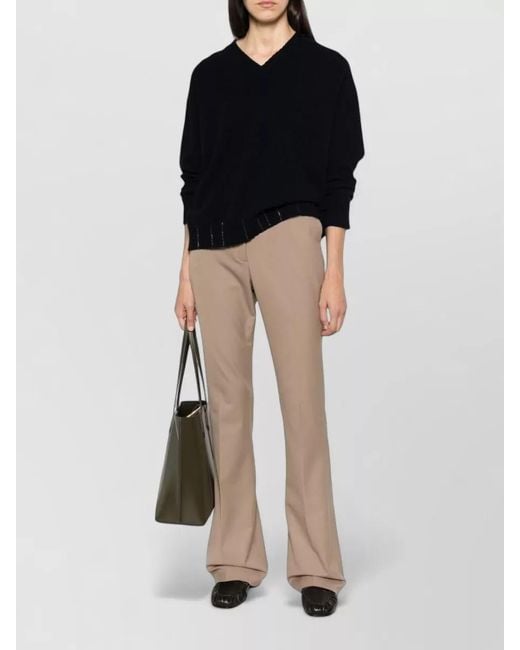 Fabiana Filippi Black Long Sleeve V Neck Casual Top