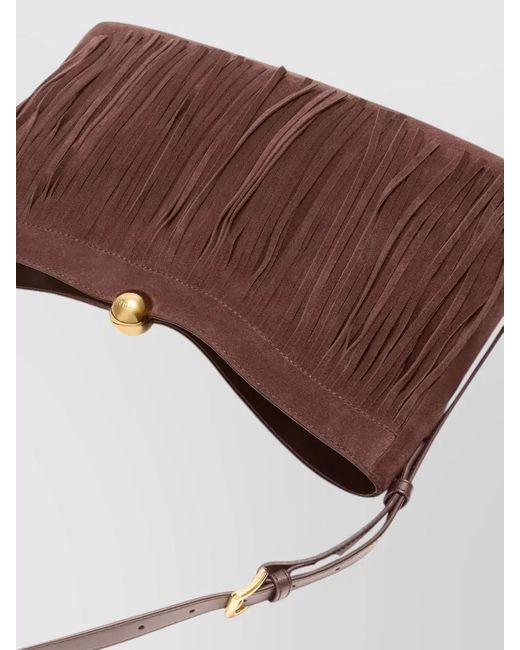 Furla Brown Sfera L Shoulder Bag Adjustable Strap Fringe