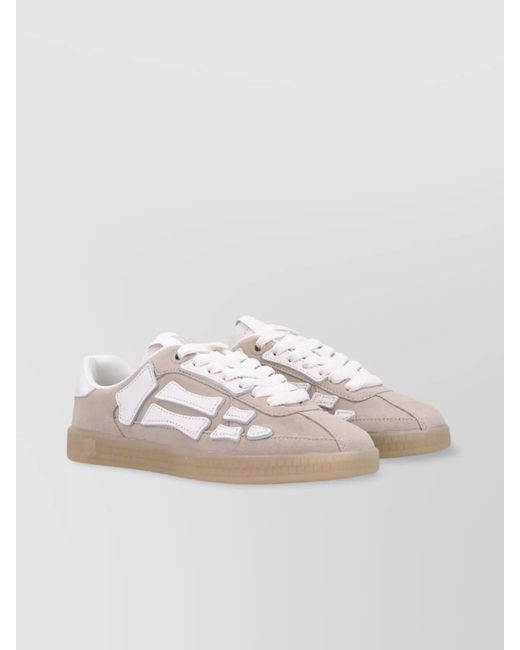 Amiri Pink Bones Pacific Leather Sneakers With Signature Appliqués