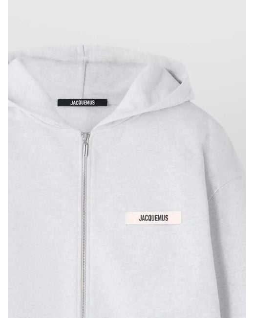 Jacquemus Blue Gros Grain Hoodie Ribbed Hem Detail for men