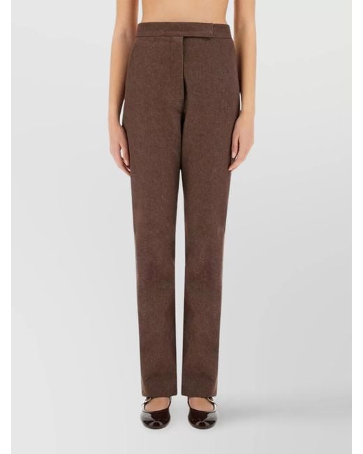 Max Mara Brown Cotton Straight-Leg Trousers