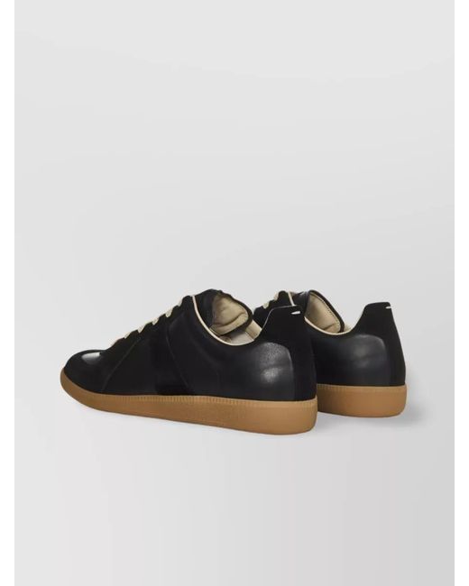Maison Margiela Black Leather Low-Top Sneakers for men