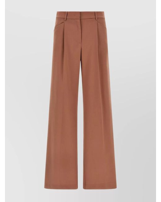 ANDAMANE Brown Wide-Leg Trousers With Front Pleats And Belt Loops