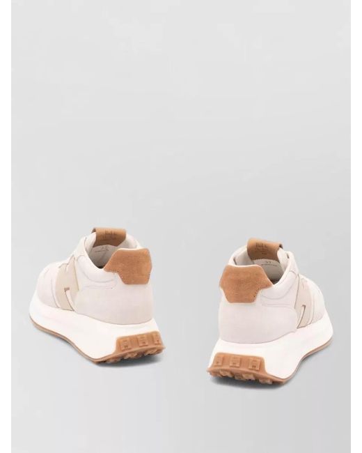 Hogan Natural Sneakers Rubber Sole Suede Accents Design