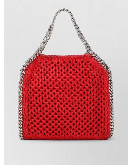 Stella McCartney Red Shoulder Bag Chain Strap Open Knit Design