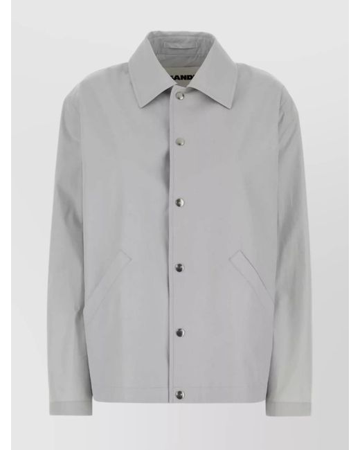 Jil Sander Gray Taffeta Jacket With Long Sleeves And Pockets