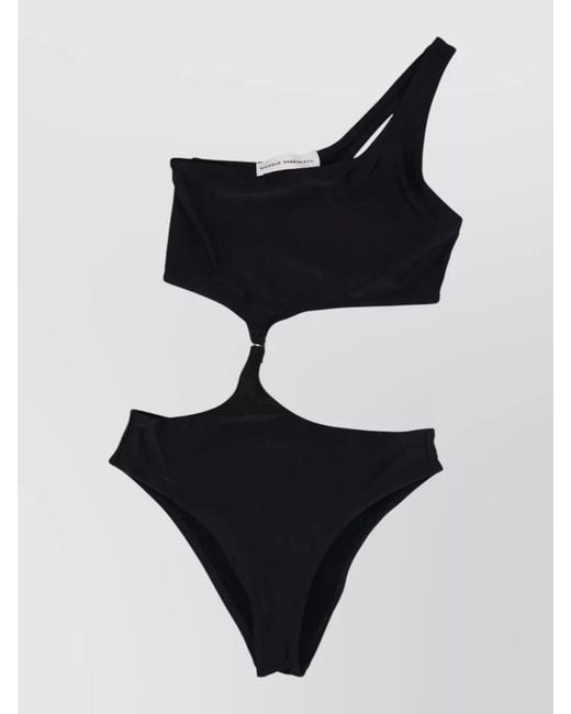 Niccolò Pasqualetti Black Bikini One Shoulder Cut Out Ring Detail
