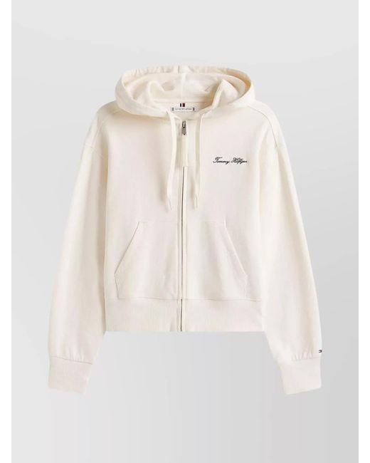 Tommy Hilfiger Natural Hooded Zip-Up Sweater Front Pockets