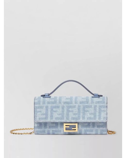 Fendi Blue Baguette Continental Leather Clutch Bag