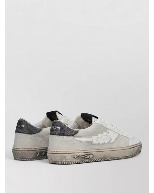 ENTERPRISE JAPAN White Jupiter Rocket Sneakers Contrast Heel Suede Panels for men