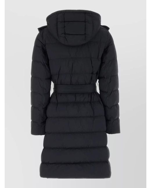 Burberry Black Down Quilted Belted Long Parka Coat
