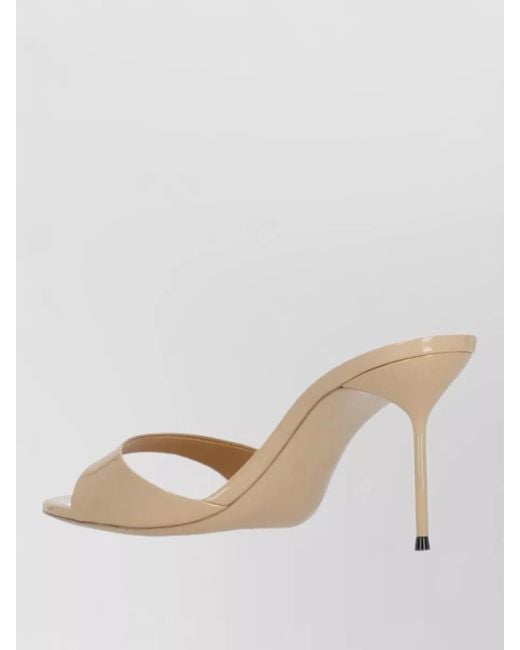 Paris Texas Natural Patent Stiletto Heel Round Toe Mules