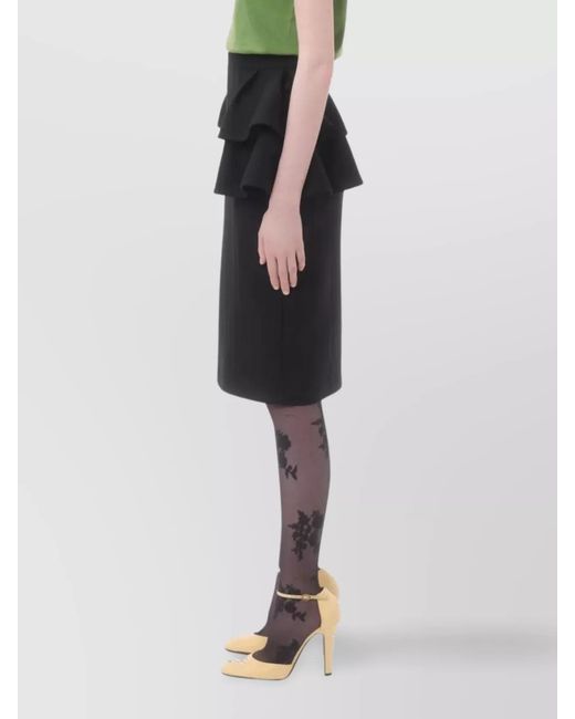 Valentino Garavani Black Silk Blend Ruffled Midi Skirt