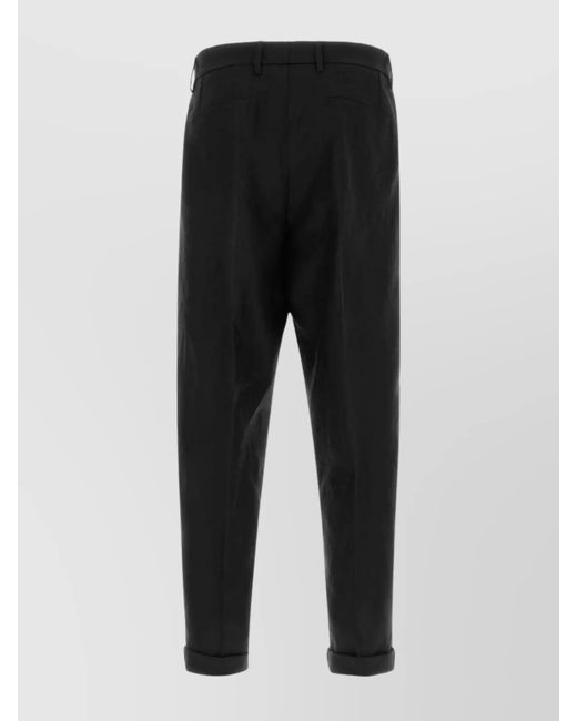 Dolce & Gabbana Black Linen Straight-Leg Trousers for men