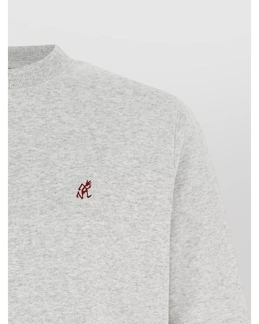 Gramicci White Crew Neck Sweatshirt Ribbed Cuffs Hem for men