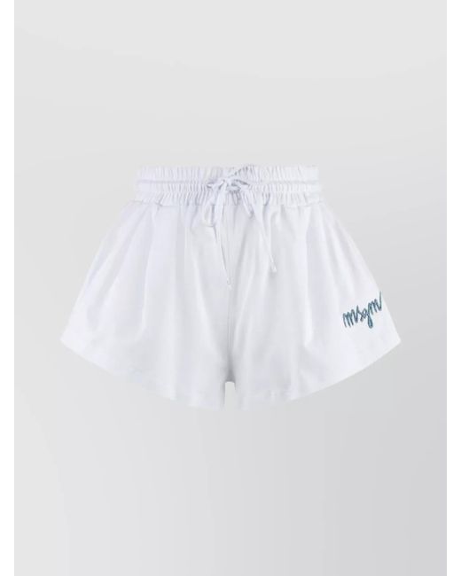 MSGM White Cotton Shorts Elastic Waistband Relaxed Fit