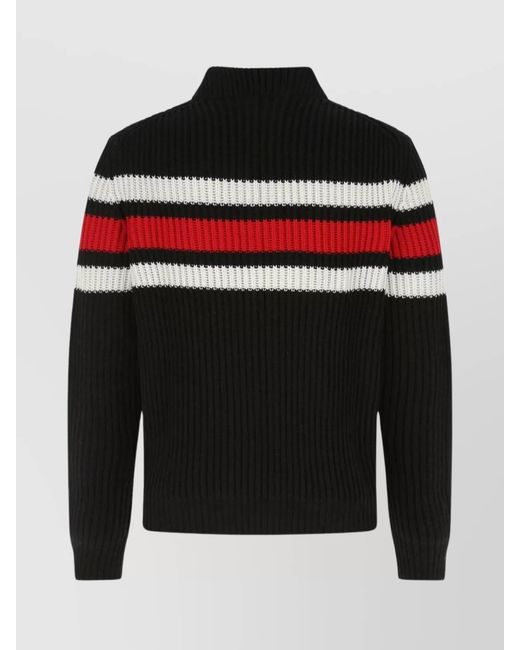 Prada Black Textured Striped Cashmere Cardigan for men