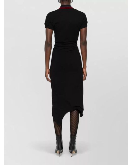 Vivienne Westwood Black Cotton V-Neck Asymmetric Ruffled Midi Dress