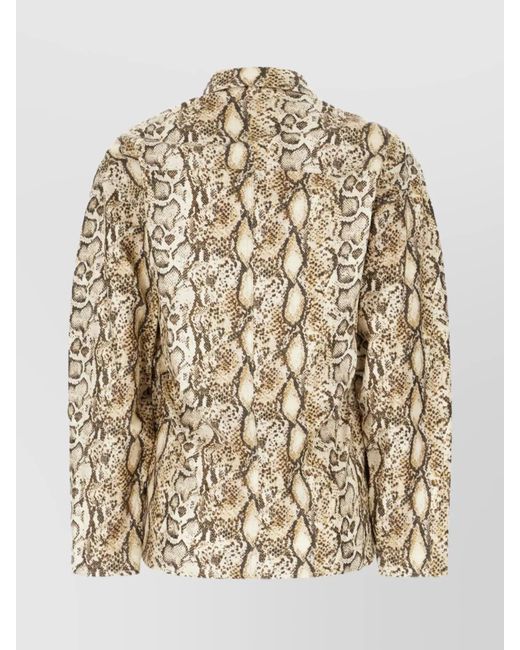 Isabel Marant Natural Printed Linen Blend Fitted Jacket