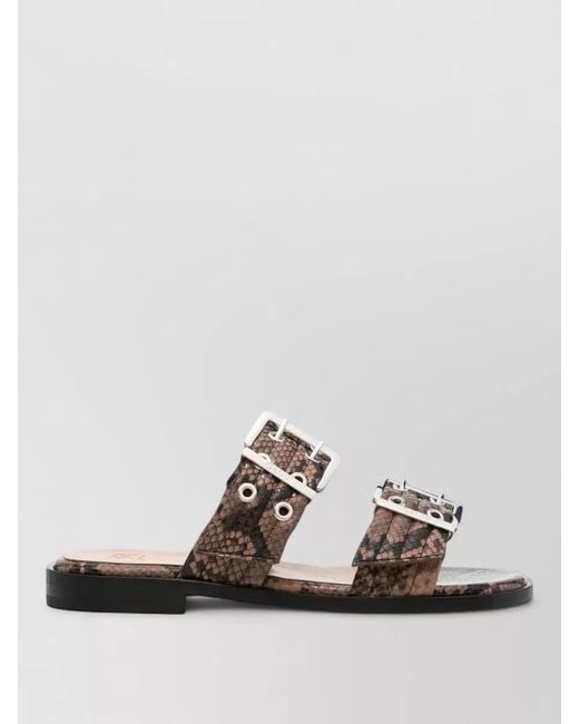 Ganni Multicolor Lace Sandals Open Toe Flat Sole