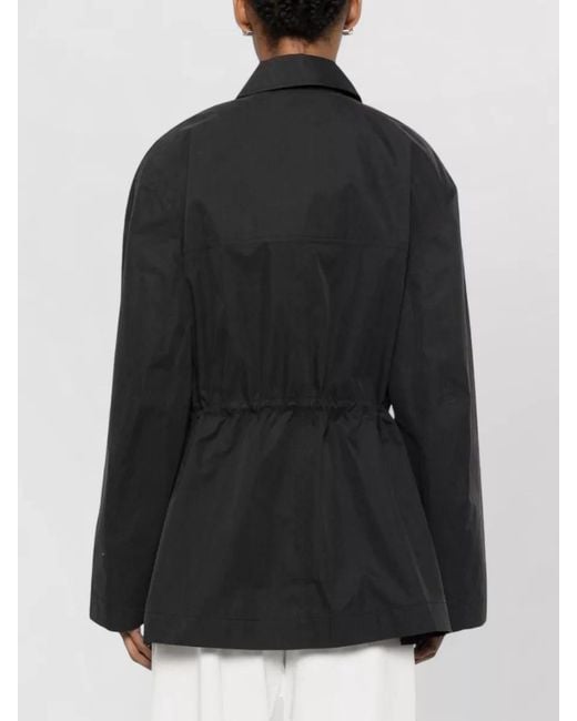 Totême Black Cotton Blend Jacket Drawstring Waist Pockets