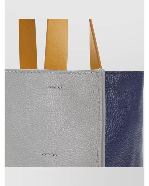 Marni Gray Museo Mini Leather Tote Bag