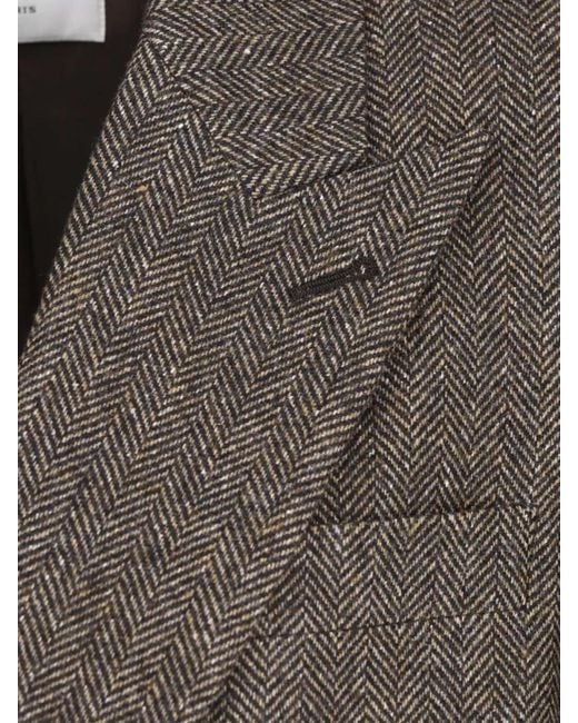 Saint Laurent Gray Double Breasted Blazer Tailored Fit Notched Lapel