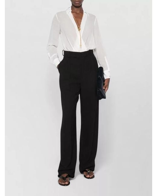 Elisabetta Franchi White Long Sleeve Sheer Wrap Thong Bodysuit