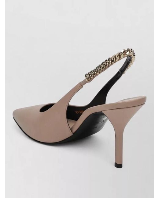 Gucci Natural Chain Detail Pointed Toe Sling Back Pumps