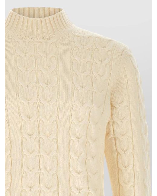 Zanone Natural Turtleneck Sweater Cable Knit High Neck for men