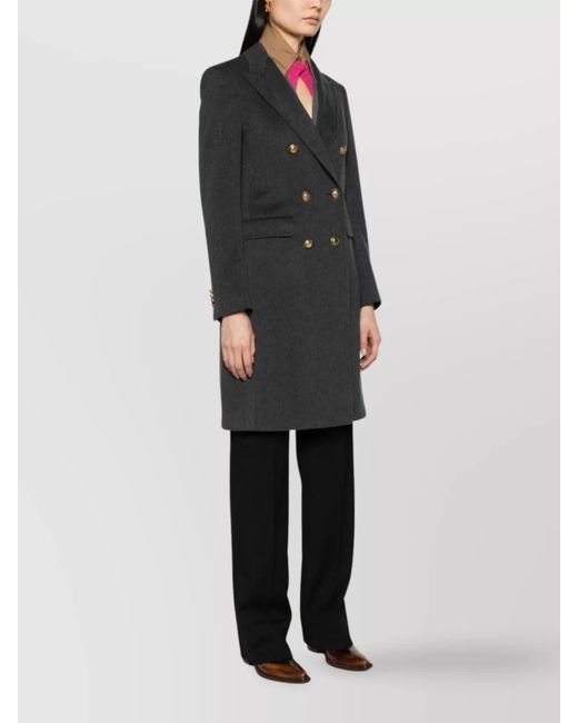 Tagliatore Black Wool Cashmere Double Breasted Coat