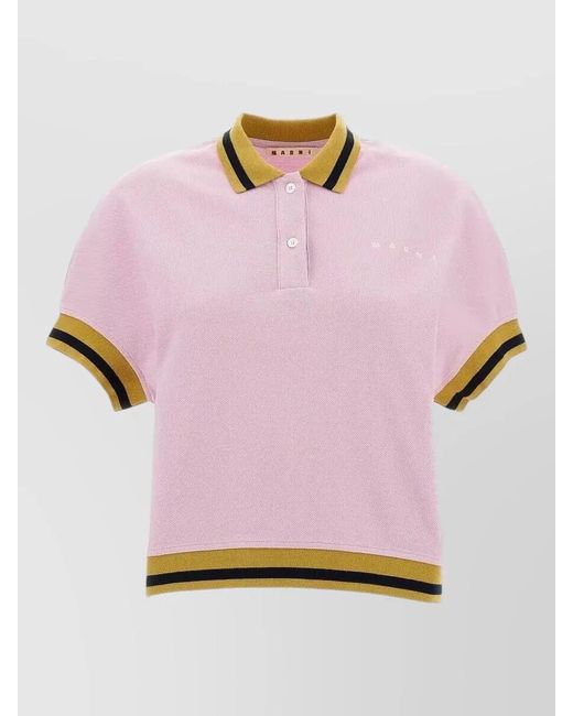 Marni Pink Cotton Striped Polo Shirt