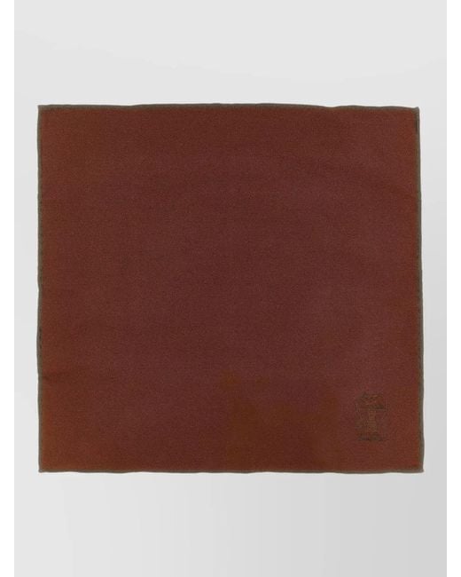 Brunello Cucinelli Brown Double Face Silk Square Clutch Scarf for men