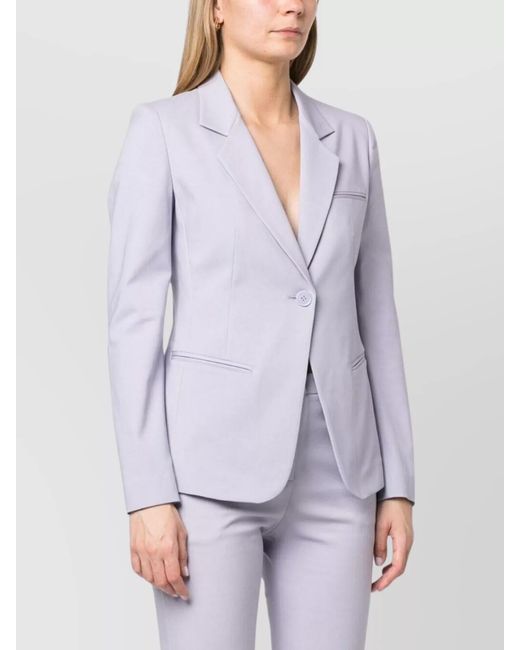 Emporio Armani Purple Cotton Blend Single-Breasted Blazer Jacket